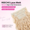 image:imageREECHO Curly Hair Extensions 4PCS 16 inch Clip in Hair Extensions Lace Weft Short Curly Hair Extension Clip Ins Invisible Natural Hairpieces for Women Light Brown with Blonde HighlightsLight Blonde