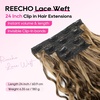 image:imageREECHO Curly Hair Extensions 4PCS 16 inch Clip in Hair Extensions Lace Weft Short Curly Hair Extension Clip Ins Invisible Natural Hairpieces for Women Light Brown with Blonde HighlightsChocolate Brown with Highlights