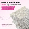 image:imageREECHO Curly Hair Extensions 4PCS 16 inch Clip in Hair Extensions Lace Weft Short Curly Hair Extension Clip Ins Invisible Natural Hairpieces for Women Light Brown with Blonde HighlightsSilver Grey