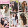 image:imageREECHO Curly Hair Extensions 4PCS 16 inch Clip in Hair Extensions Lace Weft Short Curly Hair Extension Clip Ins Invisible Natural Hairpieces for Women Light Brown with Blonde HighlightsDark Brown with Highlights