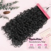 image:imageREECHO Curly Hair Extensions 4PCS 16 inch Clip in Hair Extensions Lace Weft Short Curly Hair Extension Clip Ins Invisible Natural Hairpieces for Women Light Brown with Blonde HighlightsNatural Black
