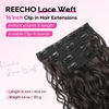 image:imageREECHO Curly Hair Extensions 4PCS 16 inch Clip in Hair Extensions Lace Weft Short Curly Hair Extension Clip Ins Invisible Natural Hairpieces for Women Light Brown with Blonde HighlightsNatural Black Brown