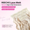 image:imageREECHO Curly Hair Extensions 4PCS 16 inch Clip in Hair Extensions Lace Weft Short Curly Hair Extension Clip Ins Invisible Natural Hairpieces for Women Light Brown with Blonde HighlightsAsh Blonde with Highlights