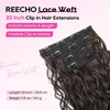 image:imageREECHO Curly Hair Extensions 4PCS 16 inch Clip in Hair Extensions Lace Weft Short Curly Hair Extension Clip Ins Invisible Natural Hairpieces for Women Light Brown with Blonde HighlightsOff Black