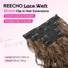 image:imageREECHO Curly Hair Extensions 4PCS 16 inch Clip in Hair Extensions Lace Weft Short Curly Hair Extension Clip Ins Invisible Natural Hairpieces for Women Light Brown with Blonde HighlightsLight Brown