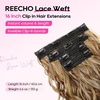 image:imageREECHO Curly Hair Extensions 4PCS 16 inch Clip in Hair Extensions Lace Weft Short Curly Hair Extension Clip Ins Invisible Natural Hairpieces for Women Light Brown with Blonde HighlightsLight Brown with Honey Blonde Highlights