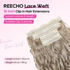 image:imageREECHO Curly Hair Extensions 4PCS 16 inch Clip in Hair Extensions Lace Weft Short Curly Hair Extension Clip Ins Invisible Natural Hairpieces for Women Light Brown with Blonde HighlightsGlazed Mocha to Blonde