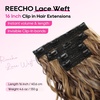 image:imageREECHO Curly Hair Extensions 4PCS 16 inch Clip in Hair Extensions Lace Weft Short Curly Hair Extension Clip Ins Invisible Natural Hairpieces for Women Light Brown with Blonde HighlightsChocolate Brown with Highlights