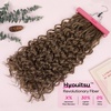 image:imageREECHO Curly Hair Extensions 4PCS 16 inch Clip in Hair Extensions Lace Weft Short Curly Hair Extension Clip Ins Invisible Natural Hairpieces for Women Light Brown with Blonde HighlightsLight Brown