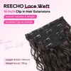 image:imageREECHO Curly Hair Extensions 4PCS 16 inch Clip in Hair Extensions Lace Weft Short Curly Hair Extension Clip Ins Invisible Natural Hairpieces for Women Light Brown with Blonde HighlightsDark Brown