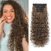 image:imageREECHO Curly Hair Extensions 4PCS 16 inch Clip in Hair Extensions Lace Weft Short Curly Hair Extension Clip Ins Invisible Natural Hairpieces for Women Light Brown with Blonde HighlightsLight Brown