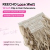 image:imageREECHO Curly Hair Extensions 4PCS 16 inch Clip in Hair Extensions Lace Weft Short Curly Hair Extension Clip Ins Invisible Natural Hairpieces for Women Light Brown with Blonde HighlightsLight Ash Brown with Highlights