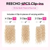 image:imageREECHO Curly Hair Extensions 4PCS 16 inch Clip in Hair Extensions Lace Weft Short Curly Hair Extension Clip Ins Invisible Natural Hairpieces for Women Light Brown with Blonde HighlightsDark Brown to Light Brown