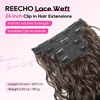 image:imageREECHO Curly Hair Extensions 4PCS 16 inch Clip in Hair Extensions Lace Weft Short Curly Hair Extension Clip Ins Invisible Natural Hairpieces for Women Light Brown with Blonde HighlightsChocolate Brown