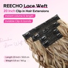 image:imageREECHO Curly Hair Extensions 4PCS 16 inch Clip in Hair Extensions Lace Weft Short Curly Hair Extension Clip Ins Invisible Natural Hairpieces for Women Light Brown with Blonde HighlightsLight Brown with Blonde Highlights