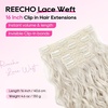 image:imageREECHO Curly Hair Extensions 4PCS 16 inch Clip in Hair Extensions Lace Weft Short Curly Hair Extension Clip Ins Invisible Natural Hairpieces for Women Light Brown with Blonde HighlightsPlatinum Blonde