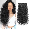 image:imageREECHO Curly Hair Extensions 4PCS 16 inch Clip in Hair Extensions Lace Weft Short Curly Hair Extension Clip Ins Invisible Natural Hairpieces for Women Light Brown with Blonde HighlightsNatural Black