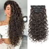 image:imageREECHO Curly Hair Extensions 4PCS 16 inch Clip in Hair Extensions Lace Weft Short Curly Hair Extension Clip Ins Invisible Natural Hairpieces for Women Light Brown with Blonde HighlightsChocolate Brown