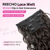 image:imageREECHO Curly Hair Extensions 4PCS 16 inch Clip in Hair Extensions Lace Weft Short Curly Hair Extension Clip Ins Invisible Natural Hairpieces for Women Light Brown with Blonde HighlightsOff Black