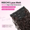 image:imageREECHO Curly Hair Extensions 4PCS 16 inch Clip in Hair Extensions Lace Weft Short Curly Hair Extension Clip Ins Invisible Natural Hairpieces for Women Light Brown with Blonde HighlightsChocolate Brown