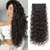 image:imageREECHO Curly Hair Extensions 4PCS 16 inch Clip in Hair Extensions Lace Weft Short Curly Hair Extension Clip Ins Invisible Natural Hairpieces for Women Light Brown with Blonde HighlightsOff Black