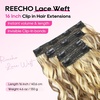 image:imageREECHO Curly Hair Extensions 4PCS 16 inch Clip in Hair Extensions Lace Weft Short Curly Hair Extension Clip Ins Invisible Natural Hairpieces for Women Light Brown with Blonde HighlightsDark Ash Brown with Highlights