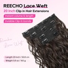 image:imageREECHO Curly Hair Extensions 4PCS 16 inch Clip in Hair Extensions Lace Weft Short Curly Hair Extension Clip Ins Invisible Natural Hairpieces for Women Light Brown with Blonde HighlightsChocolate Brown