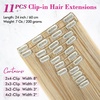 image:imageREECHO Hair Extensions 11PCS Clip in Hair Extensions 28 Long Straight hair extensions HE005 Natural Soft Synthetic Hairpieces for Women BlackDark Blonde with Highlights