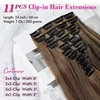 image:imageREECHO Hair Extensions 11PCS Clip in Hair Extensions 28 Long Straight hair extensions HE005 Natural Soft Synthetic Hairpieces for Women BlackDark Brown with Highlights