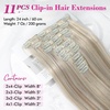 image:imageREECHO Hair Extensions 11PCS Clip in Hair Extensions 28 Long Straight hair extensions HE005 Natural Soft Synthetic Hairpieces for Women BlackHoney Blonde with Highlights