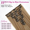 image:imageREECHO Hair Extensions 11PCS Clip in Hair Extensions 28 Long Straight hair extensions HE005 Natural Soft Synthetic Hairpieces for Women BlackLight Brown with Blonde Highlights