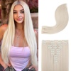 image:imageREECHO Hair Extensions 11PCS Clip in Hair Extensions 28 Long Straight hair extensions HE005 Natural Soft Synthetic Hairpieces for Women BlackPlatinum Blonde