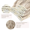 image:imageREECHO Hair Extensions 4PCS Clip in Hair Extensions HE001 Natural Soft Synthetic Hairpieces for Women Light Brown with Blonde HighlightsAsh Blonde with Blonde Highlights