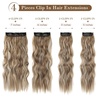 image:imageREECHO Hair Extensions 4PCS Clip in Hair Extensions HE001 Natural Soft Synthetic Hairpieces for Women Light Brown with Blonde HighlightsAsh Brown with Platium Highlights