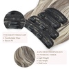 image:imageREECHO Hair Extensions 4PCS Clip in Hair Extensions HE001 Natural Soft Synthetic Hairpieces for Women Light Brown with Blonde HighlightsAsh Brown with Platinum Blonde Highlights
