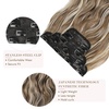 image:imageREECHO Hair Extensions 4PCS Clip in Hair Extensions HE001 Natural Soft Synthetic Hairpieces for Women Light Brown with Blonde HighlightsAsh Brown with Platium Highlights