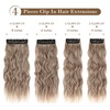 image:imageREECHO Hair Extensions 4PCS Clip in Hair Extensions HE001 Natural Soft Synthetic Hairpieces for Women Light Brown with Blonde HighlightsAsh Brown with Blonde Ends