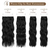 image:imageREECHO Hair Extensions 4PCS Clip in Hair Extensions HE001 Natural Soft Synthetic Hairpieces for Women Light Brown with Blonde HighlightsBlack