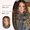 image:imageREECHO Hair Extensions 4PCS Clip in Hair Extensions HE001 Natural Soft Synthetic Hairpieces for Women Light Brown with Blonde HighlightsBrown with Honey Blonde Highlights