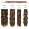 image:imageREECHO Hair Extensions 4PCS Clip in Hair Extensions HE001 Natural Soft Synthetic Hairpieces for Women Light Brown with Blonde HighlightsBrown with Honey Blonde Highlights