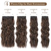 image:imageREECHO Hair Extensions 4PCS Clip in Hair Extensions HE001 Natural Soft Synthetic Hairpieces for Women Light Brown with Blonde HighlightsChestnut Brown with blonde Highlights