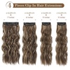 image:imageREECHO Hair Extensions 4PCS Clip in Hair Extensions HE001 Natural Soft Synthetic Hairpieces for Women Light Brown with Blonde HighlightsChocolate Brown with Blonde Highlights