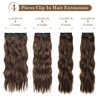 image:imageREECHO Hair Extensions 4PCS Clip in Hair Extensions HE001 Natural Soft Synthetic Hairpieces for Women Light Brown with Blonde HighlightsChocolate Brown