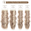 image:imageREECHO Hair Extensions 4PCS Clip in Hair Extensions HE001 Natural Soft Synthetic Hairpieces for Women Light Brown with Blonde HighlightsDark Blonde with Highlights