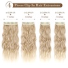 image:imageREECHO Hair Extensions 4PCS Clip in Hair Extensions HE001 Natural Soft Synthetic Hairpieces for Women Light Brown with Blonde HighlightsDark Blonde with Light Blonde Ends