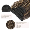 image:imageREECHO Hair Extensions 4PCS Clip in Hair Extensions HE001 Natural Soft Synthetic Hairpieces for Women Light Brown with Blonde HighlightsDark Brown with Blonde Highlights