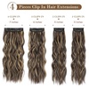 image:imageREECHO Hair Extensions 4PCS Clip in Hair Extensions HE001 Natural Soft Synthetic Hairpieces for Women Light Brown with Blonde HighlightsDark Brown with Blonde Highlights