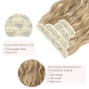 image:imageREECHO Hair Extensions 4PCS Clip in Hair Extensions HE001 Natural Soft Synthetic Hairpieces for Women Light Brown with Blonde HighlightsGolden Blonde with Highlights
