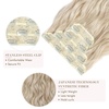 image:imageREECHO Hair Extensions 4PCS Clip in Hair Extensions HE001 Natural Soft Synthetic Hairpieces for Women Light Brown with Blonde HighlightsLight Blonde
