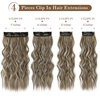 image:imageREECHO Hair Extensions 4PCS Clip in Hair Extensions HE001 Natural Soft Synthetic Hairpieces for Women Light Brown with Blonde HighlightsLight Brown with Highlights